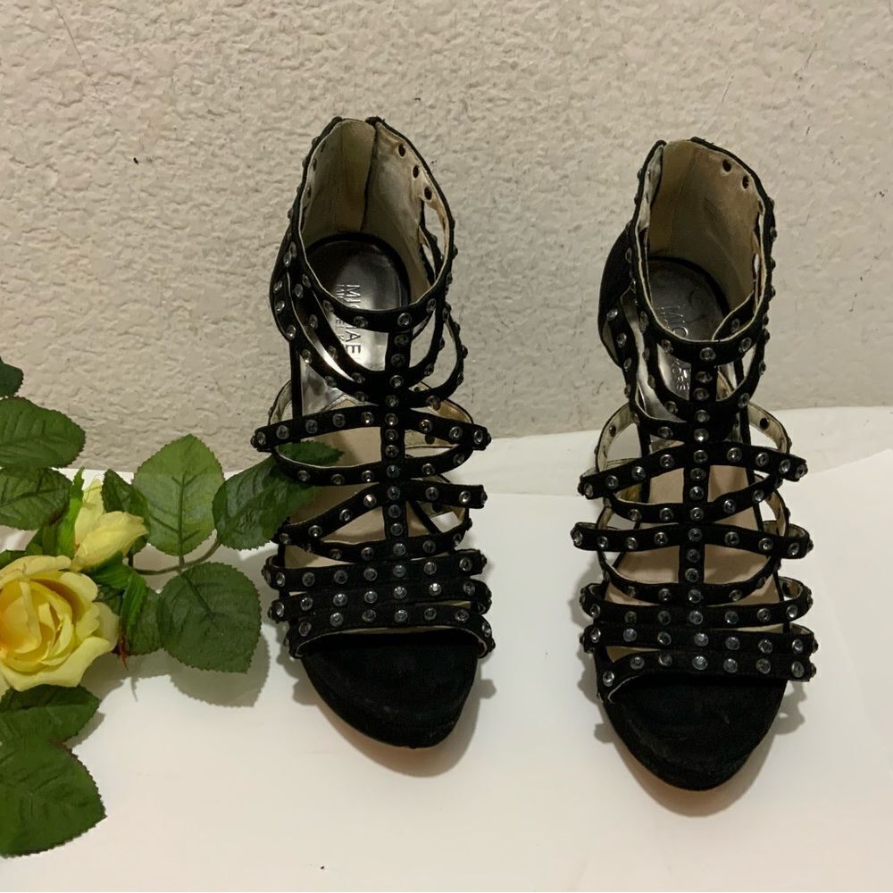 Micheal kors black suede rhinestone studded platforms heels size 7.5 - Picture 2 of 13